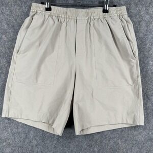 Lululemon Bowline Shorts Mens Medium Beige Elastic Waist Zip Pocket M7BDES
